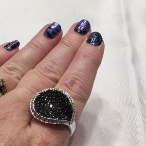 Lia Sophia black and silver ring NWT